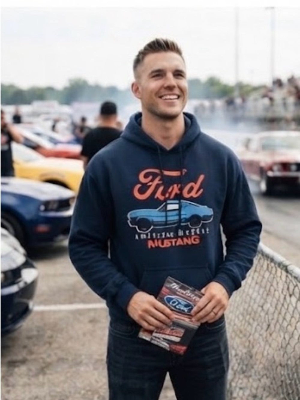 Ford Mustang Navy Blue Hoodie, Size Medium